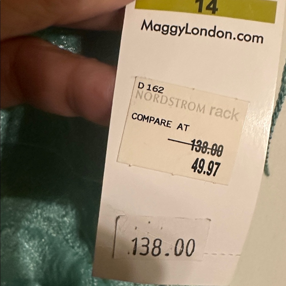 Maggy London One-Shoulder Teal Ruffle Sheath Dress - Picture 4 of 7